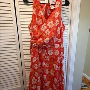 Mata Traders Red Floral Midi Dress